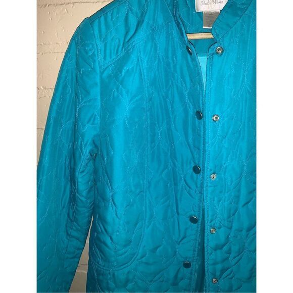 Vintage Blue Quilted Snap Down Jacket Small - Picture 3 of 10
